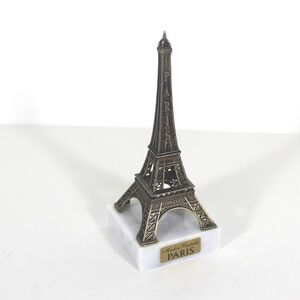 Vintage Eiffel Tower, Small Gold Brass and Marble Souvenir of Paris France